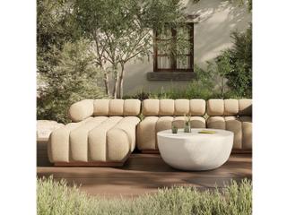 Four Hands Outdoor Roma 3Pc Sectional w/ Ottoman Hayes Cream