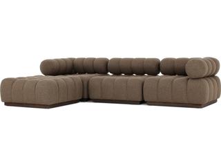Roma 3Pc Sectional with Ottoman Teak Base in Ellor Brown