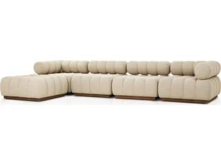 Four Hands Outdoor Roma 4Pc Sectional w/ Ottoman Hayes Cream
