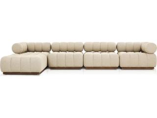 Four Hands Outdoor Roma 4Pc Sectional w/ Ottoman Hayes Cream