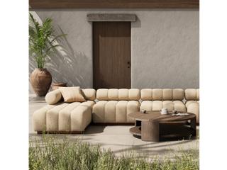 Four Hands Outdoor Roma 4Pc Sectional w/ Ottoman Hayes Cream