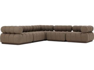 Roma 5-Piece Outdoor Sectional with Olefin Cushions in Ellor Brown