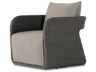 Garwood Geneva Polyethylene Wicker Swivel Lounge Chair in Venao Charcoal