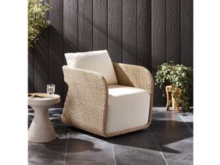 Four Hands Outdoor Garwood Geneva Arashi Salt Vintage White Polypropylene Cushion Lounge Chair