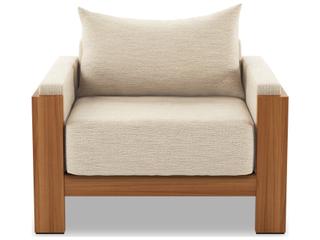 Four Hands Outdoor Duvall Natural Teak Lounge Chair with Casa Cream Cushion