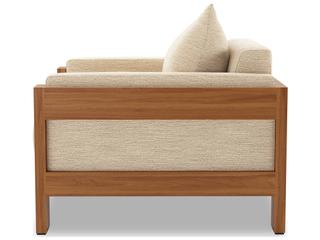 Four Hands Outdoor Duvall Natural Teak Lounge Chair with Casa Cream Cushion