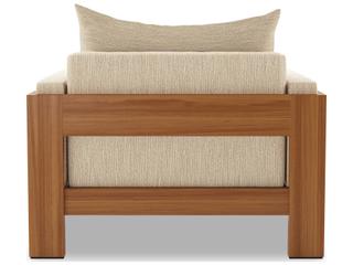 Four Hands Outdoor Duvall Natural Teak Lounge Chair with Casa Cream Cushion