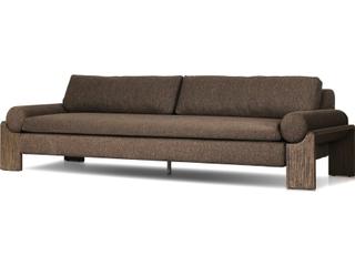 Pembrook Joette 104-Inch Teak Olefin Outdoor Sofa in Stained Saddle Brown