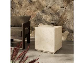 Four Hands Outdoor Oakland Square End Table Cream Marble