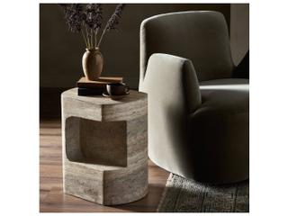 Four Hands Chandler Oval Concrete Textured Sandy Grey End Table