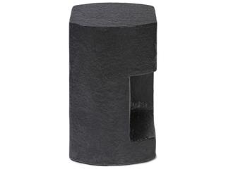Four Hands Chandler Clementine Distressed Graphite Concrete Oval End Table