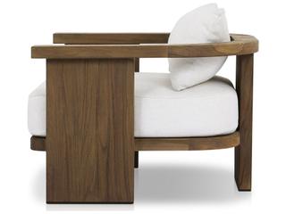 Four Hands Outdoor Solano Tahana Alessi Linen Stained Toasted Brown Teak Cushion Lounge Chair