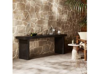 Four Hands Outdoor Chandler Huesca Distressed Graphite Concrete Teak Rectangular Console Table