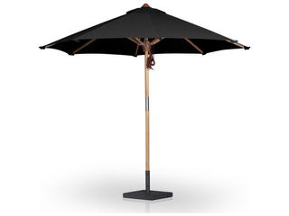Garwood Baska 10-Foot Round Teak Umbrella with Arashi Black Acrylic Canopy