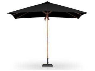 Garwood Baska 118-Inch Rectangular Teak Umbrella in Arashi Black