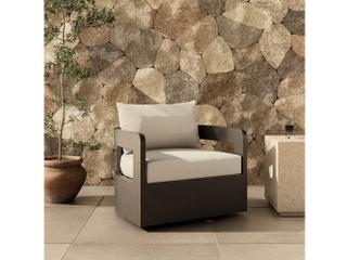 Four Hands Outdoor Pembrook Jackson Metal Swivel Chair  Alessi Linen