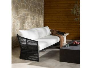 Four Hands Outdoor Mondira Sofa 97" Faux Black Hyacinth