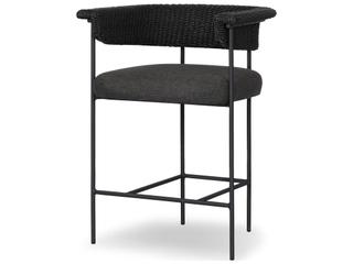 Four Hands Outdoor Carrie Stool Faux Black Hyacinth Counter