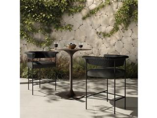 Four Hands Outdoor Carrie Stool Faux Black Hyacinth Counter