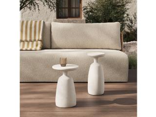 Four Hands Outdoor Ramara Nesting End Tables Aged White Concrete