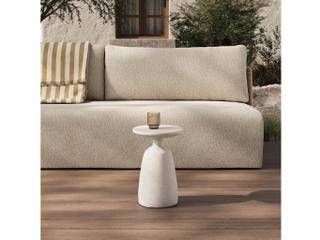 Four Hands Outdoor Ramara Small Nesting End Table Aged White Concrete