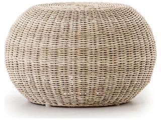 Four Hands Outdoor Grass Roots Vintage White Ottoman