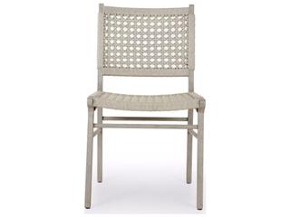 Solano Ivory Rope Teak Dining Chair in Weathered Grey