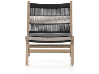 Solano Julian Washed Brown Teak and Grey Rope Lounge Chair