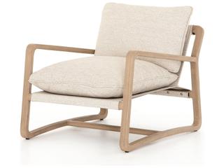 Solano Washed Brown Teak Lounge Chair with Faye Sand Cushion