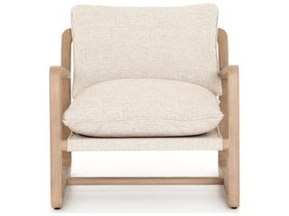 Four Hands Outdoor Solano Washed Brown Teak Lounge Chair with Faye Sand Cushion