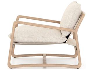 Four Hands Outdoor Solano Washed Brown Teak Lounge Chair with Faye Sand Cushion
