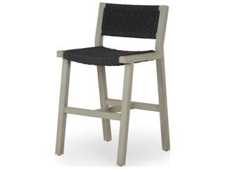 Solano Weathered Grey Teak Dark Grey Rope Counter Stool