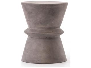 Everett Lina Round Concrete End Table in Dark Grey