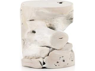 Four Hands Grass Roots Ivory Teak Accent Stool
