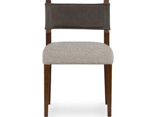Four Hands Berman Ferris Leather Parrawood Gray Upholstered Side Dining Chair