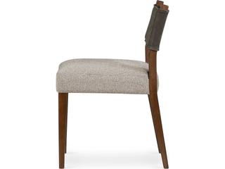 Four Hands Berman Ferris Leather Parrawood Gray Upholstered Side Dining Chair