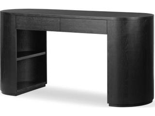 Pilar Desk Brushed Ebony Oak Veneer with Storage and Drawers