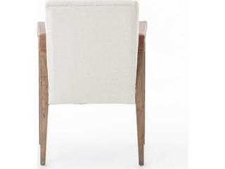 Four Hands Abbott Reuben Leather Solid Wood White Upholstered Arm Dining Chair