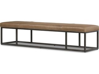 Easton Beaumont Upholstered Bench Warm Taupe Leather Gunmetal Iron