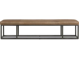 Four Hands Easton Dakota Warm Taupe Light Gunmetal Brown Leather Accent Bench