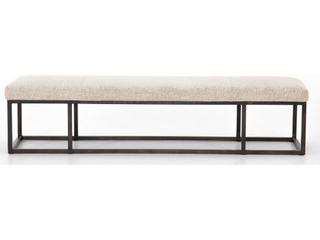 Four Hands Easton Plushtone Linen Light Gunmetal Cream Upholstered Accent Bench