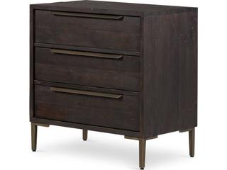 Four Hands Wyeth 3-Drawers Black Pine Wood Nightstand