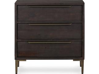 Four Hands Wyeth 3-Drawers Black Pine Wood Nightstand