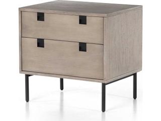 Four Hands Patten Carly 2-Drawers Gray Acacia Wood Nightstand
