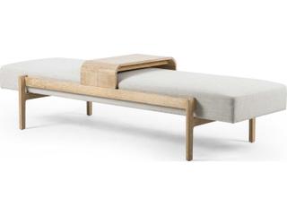 Four Hands Townsend Savoy Parchment Vintage White Wash Oak Beige Upholstered Accent Bench