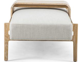 Four Hands Townsend Savoy Parchment Vintage White Wash Oak Beige Upholstered Accent Bench