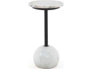 Rockwell Viola Polished White Marble Accent Table
