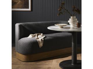 Four Hands Grayson Toasted Ash Veneer Knoll Charcoal Gray Upholstered Accent Bench