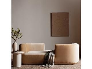 Four Hands Centrale Deandra Surrey Camel Upholstered Tete A Tete Chaise