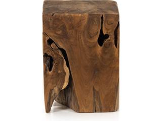 Four Hands Duvall Teak Square Stool Aged Natural Teak Stool